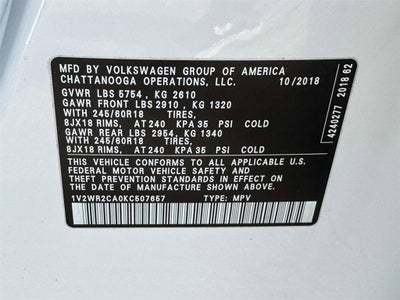 2019 Volkswagen Atlas 3.6L V6 SE